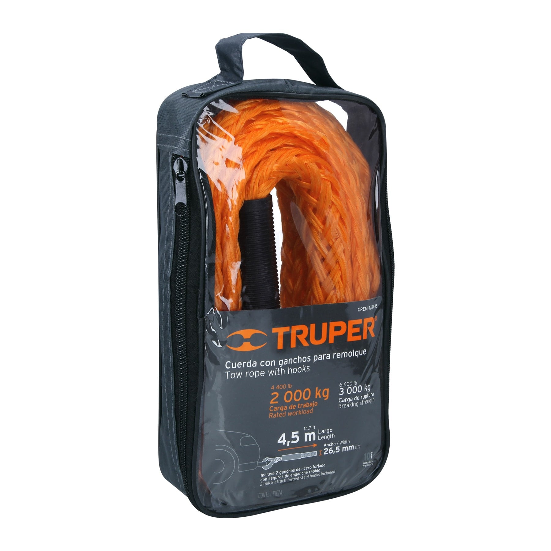 TRUPER CREM-7/8X45 Towing rope with hooks 7/8 'x 4.5m